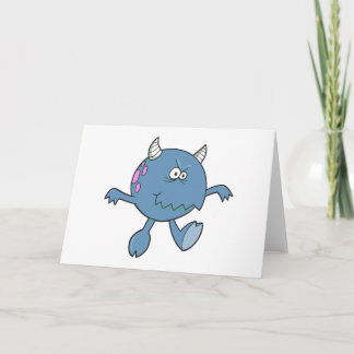 Tarjeta jugando fuerte monstruo azul amigo