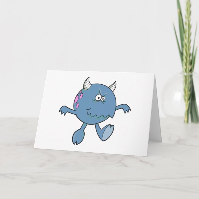 Tarjeta jugando fuerte monstruo azul amigo (Anverso)