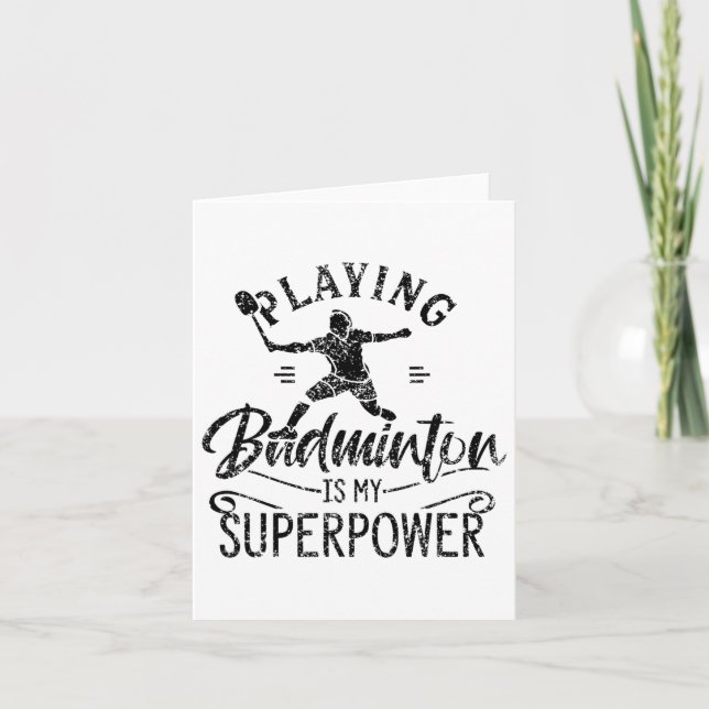 Tarjeta Jugar a Badminton es mi superpoder jugador Shu (Anverso)