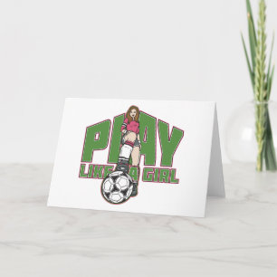 Tarjeta Jugar como un fútbol Chica