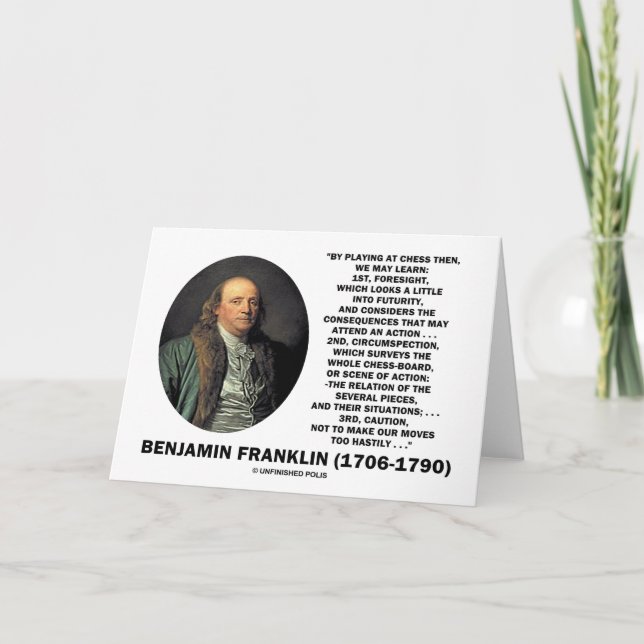 Tarjeta Jugar la cita de Benjamin Franklin de la (Anverso)