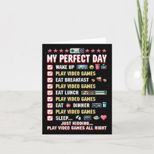 Tarjeta Jugar Videojuegos Mi Día de Juego Perfecto Niño Ju