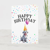 Jugoso perro dálmata y cumpleaños de Confetti