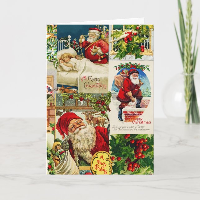 Tarjeta Juguetes Navideños Victorianos Antiguos de Santa C (Anverso)