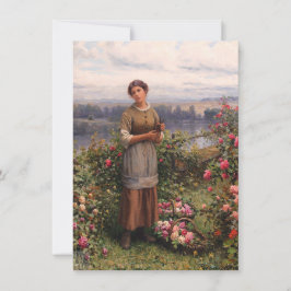 Tarjeta Julia reuniendo Rosas (hermosa Chica y flores)