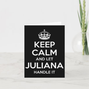 Tarjeta Juliana Mantenga la calma nombre personalizado Fun