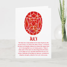 Tarjeta Julio Birthstone Ruby Birthday Watercolor