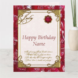 Tarjeta Julio Ruby Birthstone Cumpleaños 8.5X11
