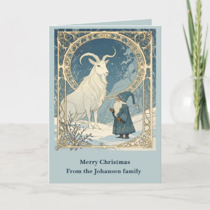 Tarjeta Jultomten escandinavo con Julbocken Cabra Yule