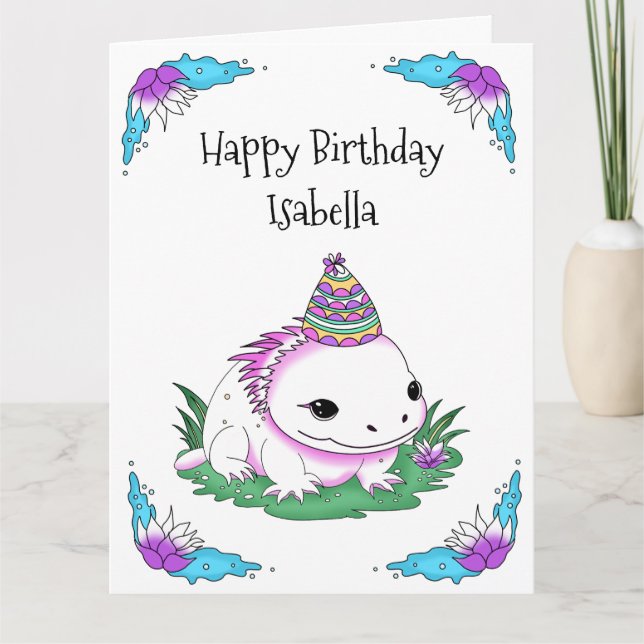 Tarjeta Jumbo Sized Personalized Axolotl Cumpleaños (Anverso)
