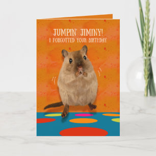 Tarjeta Jumpin' Jiminy Funny Gerbil Belthday cumpleaños