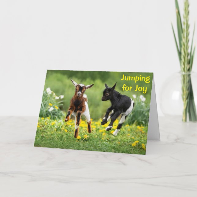 TARJETA **JUMPING FOR JOY" ¡TAN FELIZ POR USTEDES! (Anverso)