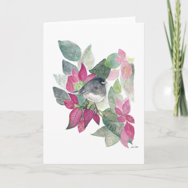 Tarjeta Junco Bird Flowers (Anverso)