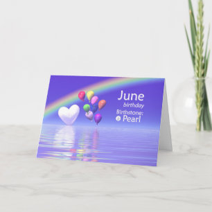 Tarjeta June Birthday Pearl Heart