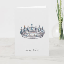 Tarjeta June Birthstone Pearl Crown Birday Card