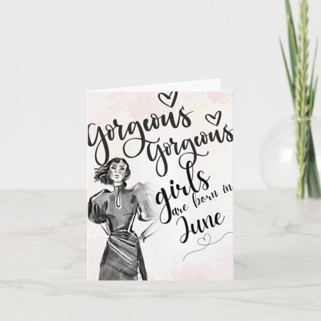 Tarjeta June Born Beauties Happy Birthday Greeting Card (Anverso)