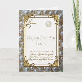 Tarjeta June Pearl Birthstone Birthday Card