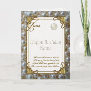 Tarjeta June Pearl Birthstone Birthday Card