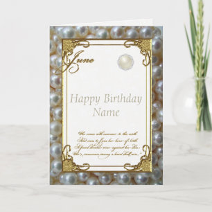 Tarjeta June Pearl Birthstone Birthday Card