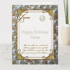 Tarjeta June Pearl Birthstone Cumpleaños 8.5x11
