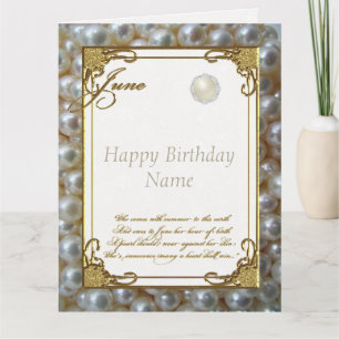 Tarjeta June Pearl Birthstone Cumpleaños 8.5x11