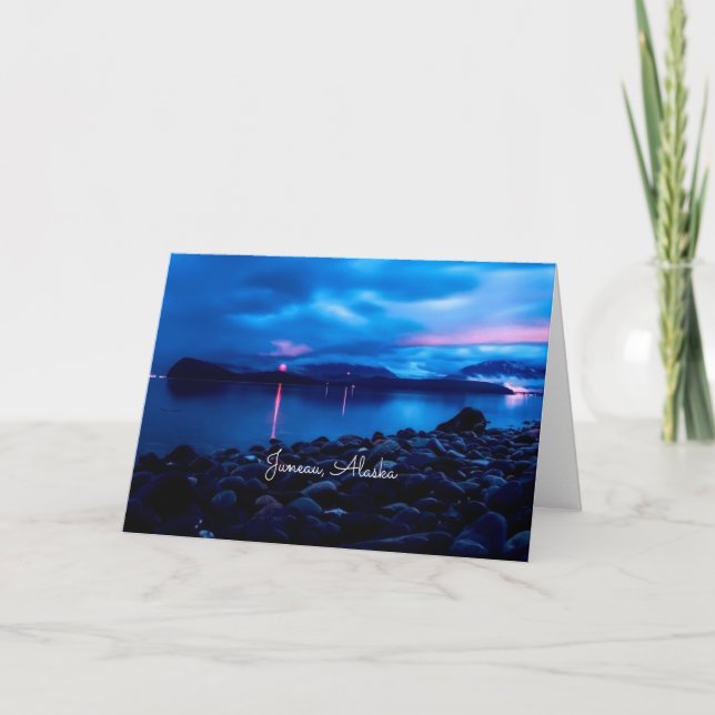 Tarjeta Juneau, puesta de sol de Alaska (Anverso)