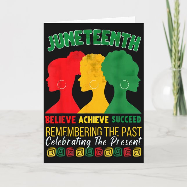 Tarjeta Juneteenth Believe Achieve Succeed Afro Black Hist (Anverso)