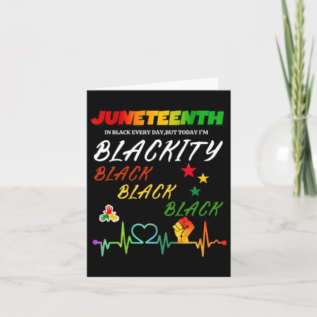 Tarjeta Juneteenth Blackity Latido del Corazón Historia Ne (Anverso)