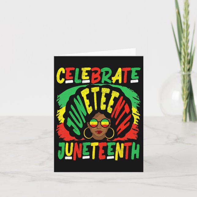 Tarjeta Juneteenth Celebra 1865 Historia Negra Afro Cabell (Anverso)