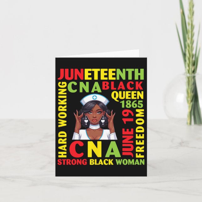 Tarjeta Juneteenth Cna Negra Reina Trabajadora Fuerte Bla (Anverso)