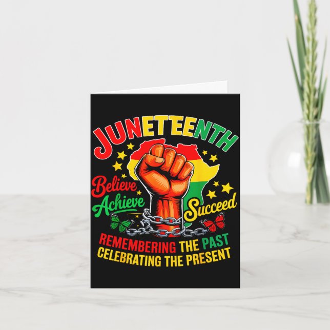 Tarjeta Juneteenth es día de la independencia creo lograr (Anverso)