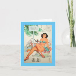 Tarjeta Junio 1957, Cumpleaños de Pinup Antiguo