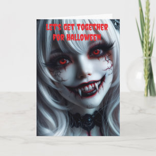Tarjeta Juntémonos para Halloween.