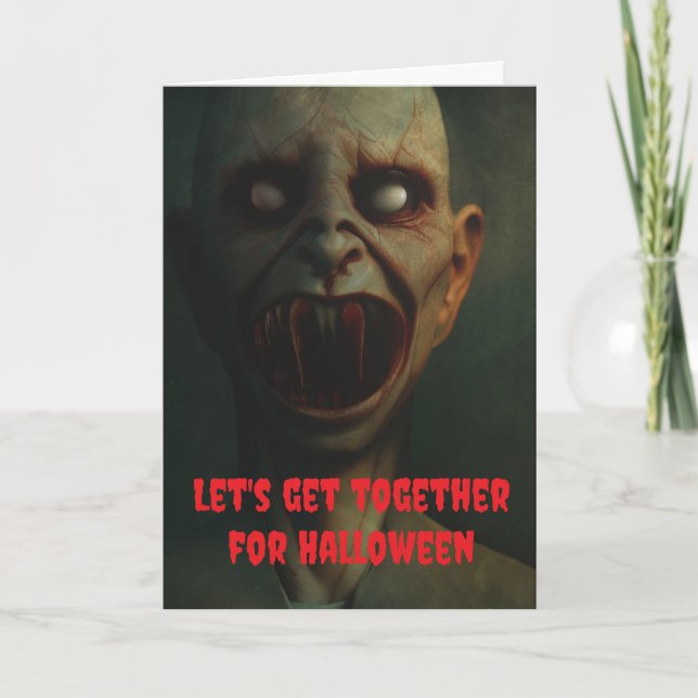 Tarjeta Juntémonos para Halloween. (Anverso)