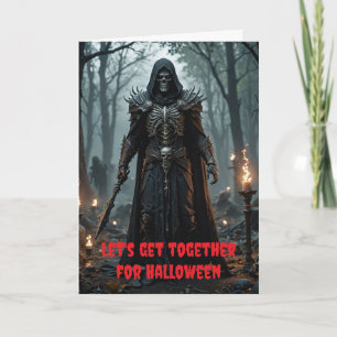 Tarjeta Juntémonos para Halloween.