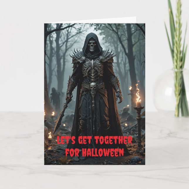 Tarjeta Juntémonos para Halloween. (Anverso)