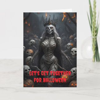 Tarjeta Juntémonos para Halloween.