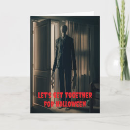 Tarjeta Juntémonos para Halloween.