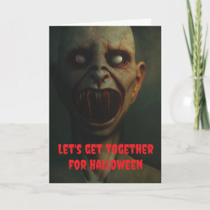 Tarjeta Juntémonos para Halloween.