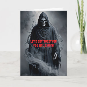 Tarjeta Juntémonos para Halloween.