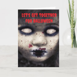 Tarjeta Juntémonos para Halloween.
