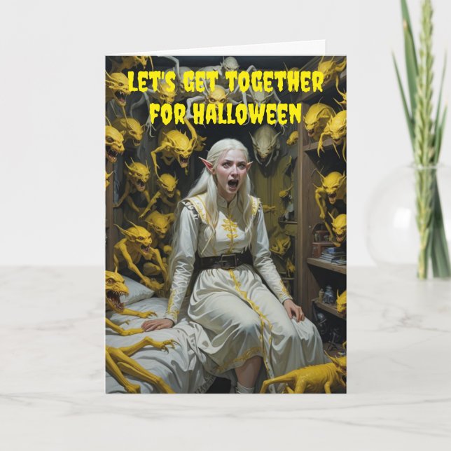 Tarjeta Juntémonos para Halloween. (Anverso)