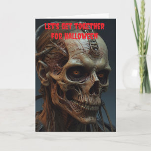 Tarjeta Juntémonos para Halloween.