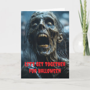 Tarjeta Juntémonos para Halloween.