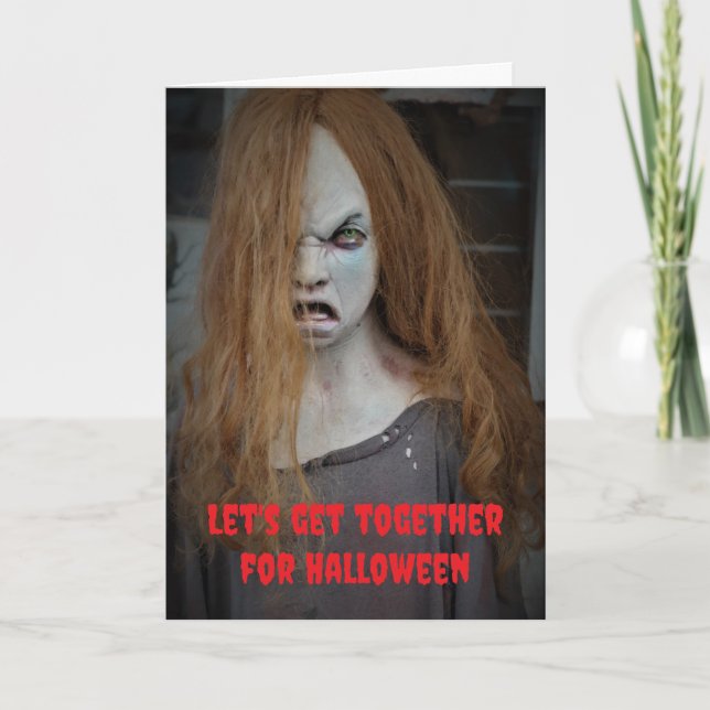 Tarjeta Juntémonos para Halloween. (Anverso)