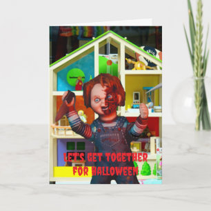 Tarjeta Juntémonos para Halloween.