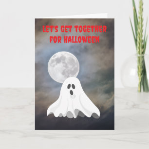 Tarjeta Juntémonos para Halloween.