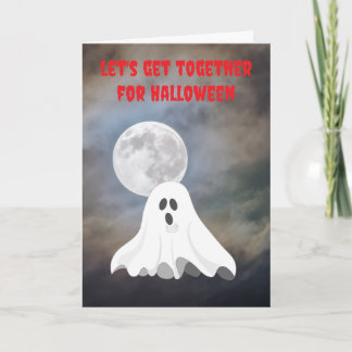 Tarjeta Juntémonos para Halloween.