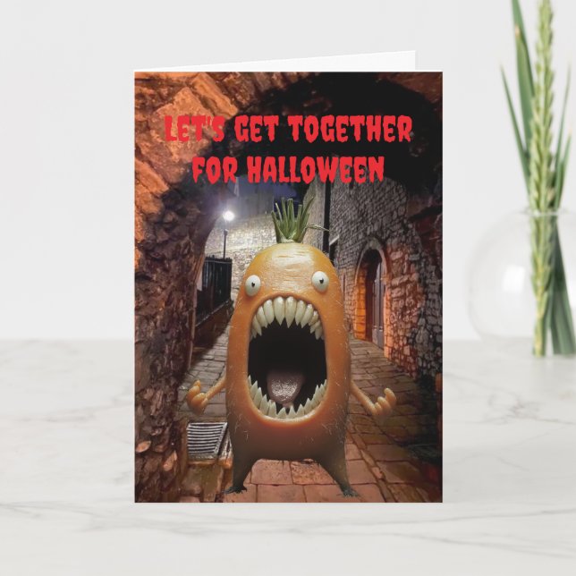Tarjeta Juntémonos para Halloween. (Anverso)