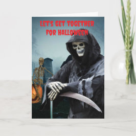Tarjeta Juntémonos para Halloween.